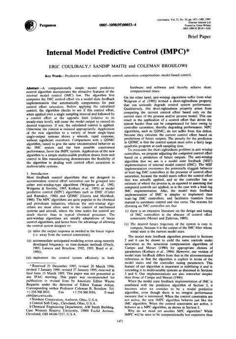 First page of Internal Model Predictive Control (IMPC)